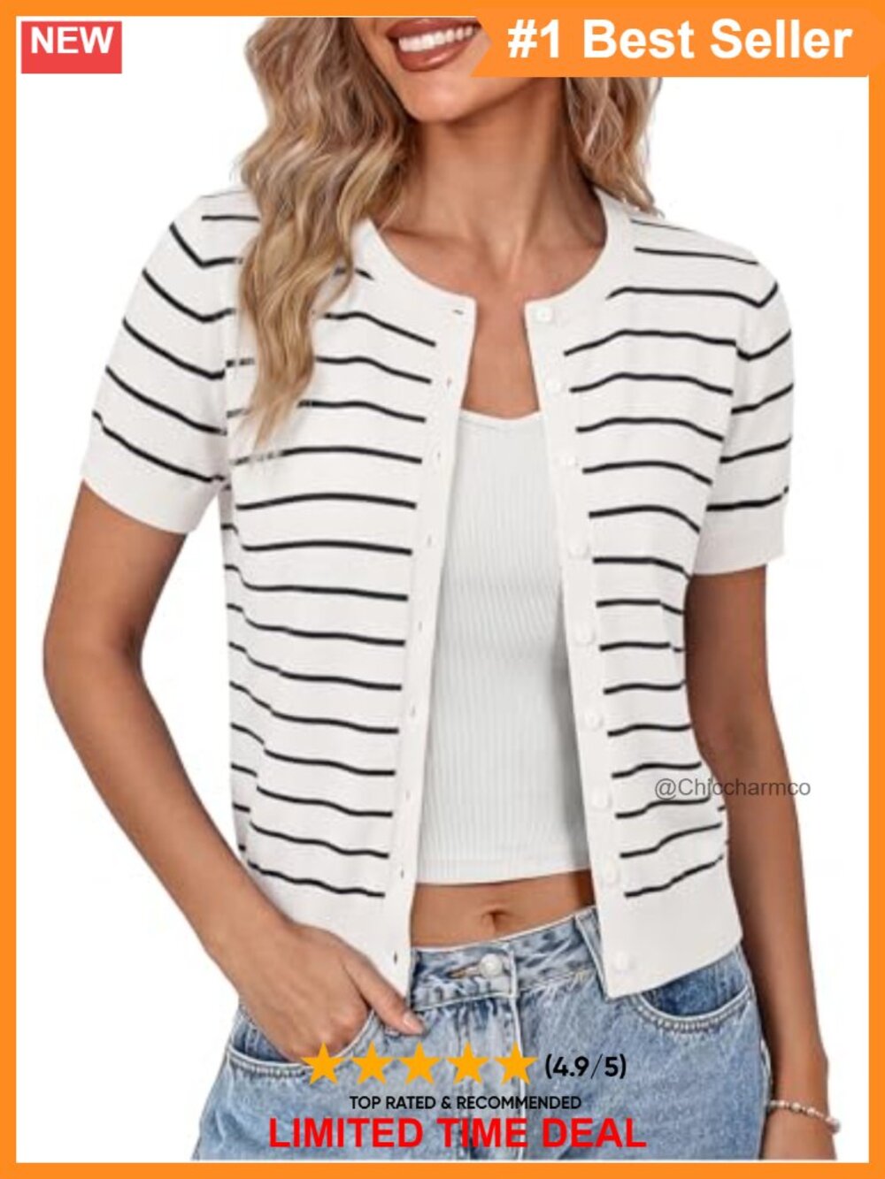Short Sleeve Cardigan Sweater Lightweight Knit Open Front Button